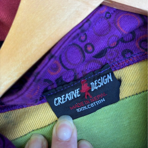 Colorful Jacket with Circular Pattern, Hippie Patchwork Razor Cut Gypsy Jacket - Picture 5 of 10